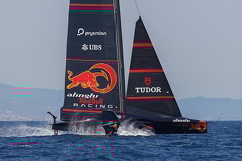 Alinghi Red Bull Racing base: Kai Lenny & Alinghi Red Bull Racing perform in Barcelona